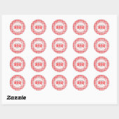 Red Gingham Family Party BBQ Ronde Sticker (Vel)