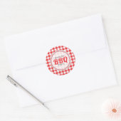 Red Gingham Family Party BBQ Ronde Sticker (Envelop)