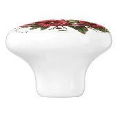 Red Gingham Floral Wreath Initiaal Keramische Knop (Zijkant)