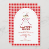 Red Gingham Galentine’s Brunch Cherry Cocktail  Kaart (Voorkant / Achterkant)