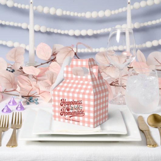 Red Gingham "Geluk is zelfgemaakt" Vakantie Trakta Bedankdoosjes (Huwelijk)