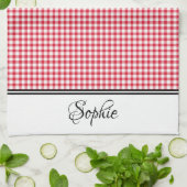 Red Gingham gepersonaliseerd Theedoek (Gevouwen)