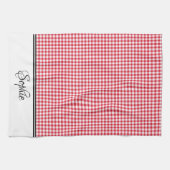 Red Gingham gepersonaliseerd Theedoek (Horizontaal)