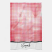 Red Gingham gepersonaliseerd Theedoek (Verticaal)
