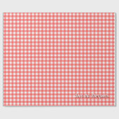 Red Gingham gepersonaliseerde kerstvakantie Cadeaupapier (Vlak)