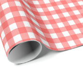 Red Gingham gepersonaliseerde kerstvakantie Cadeaupapier (Rol Hoek)