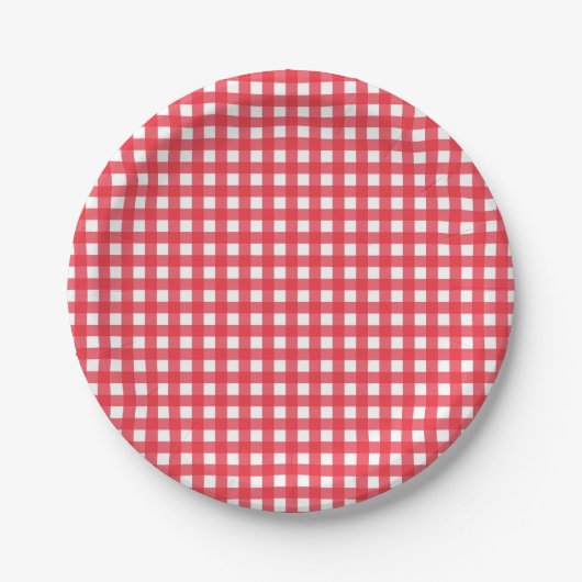 Red Gingham geruit rustieke land picknick partij Papieren Bordje (Voorkant)