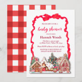 Red Gingham Gingerbread Baby shower Kaart (Voorkant / Achterkant)
