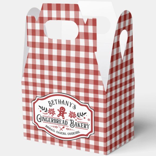 Red Gingham Gingerbread Bakery Bedankdoosjes (Open)