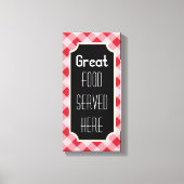 Red Gingham Great Food Sign Canvas (Voorkant)