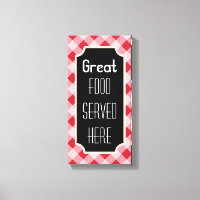 Red Gingham Great Food Sign Canvas