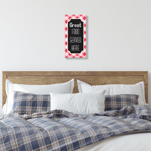 Red Gingham Great Food Sign Canvas (Insitu (Slaapkamer))