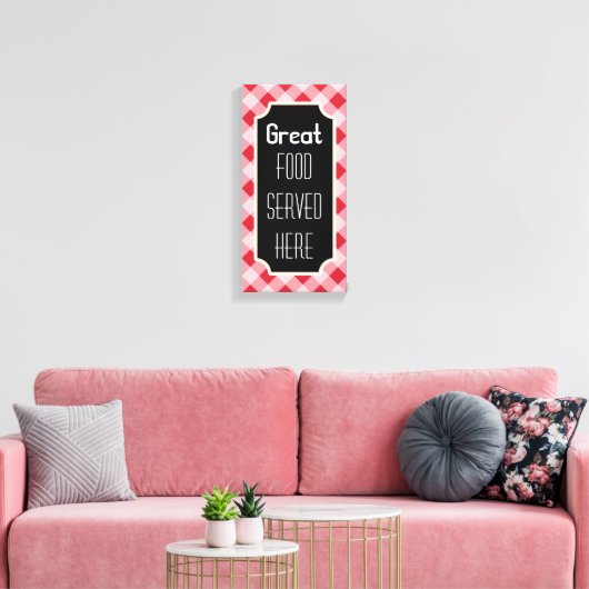 Red Gingham Great Food Sign Canvas (Insitu (Woonkamer))