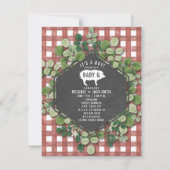 Red Gingham Greenery Baby Q Baby shower Kaart (Voorkant)