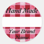 Red Gingham Hand Made Label (Voorkant)
