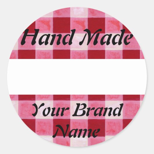 Red Gingham Hand Made Label (Voorkant)