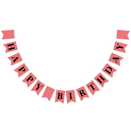 Red Gingham HAPPY BIRTHDAY Banner (Alle)
