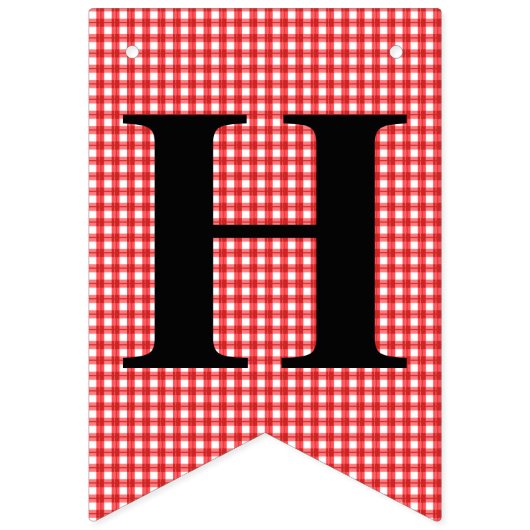 Red Gingham HAPPY BIRTHDAY Banner (Tweede vlag)