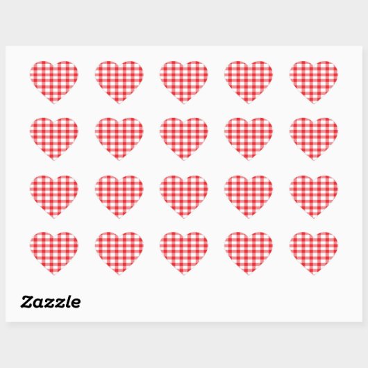 Red Gingham Hart Sticker (Vel)