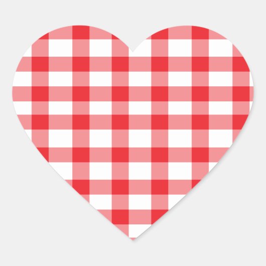 Red Gingham Hart Sticker (Voorkant)