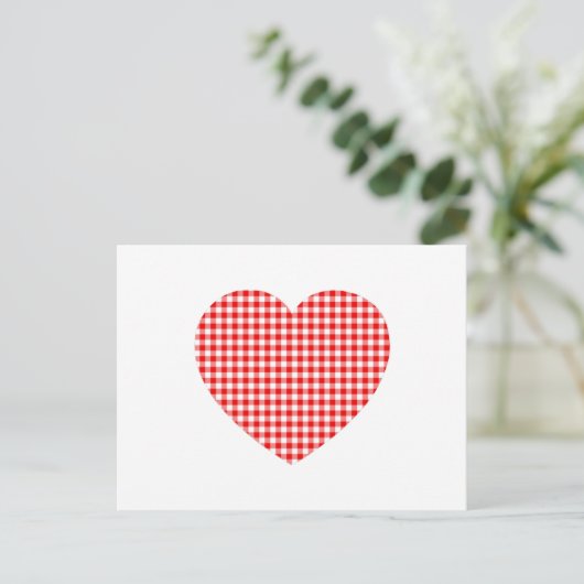 Red Gingham Heart Briefkaart (Staand voorkant)
