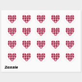 Red Gingham Heart Dank u Ronde Sticker (Vel)