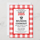 Red Gingham High School Reunion BBQ Cookout Picnic Kaart (Voorkant)