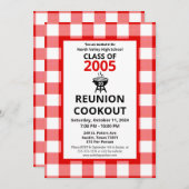 Red Gingham High School Reunion BBQ Cookout Picnic Kaart (Voorkant / Achterkant)