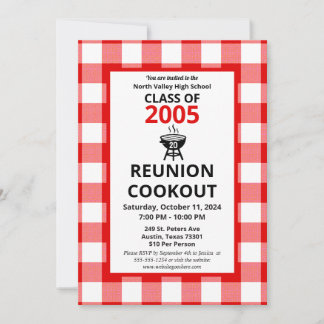 Red Gingham High School Reunion BBQ Cookout Picnic Kaart