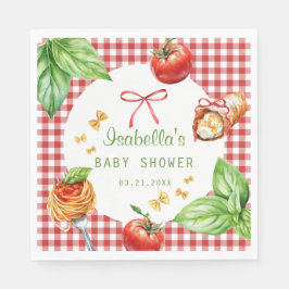 Red Gingham Holy Cannoli Baby Shower Paper Napkin Servet