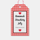 Red Gingham Homemade Strawberry Jelly Hang Label Cadeaulabel (Achterkant)