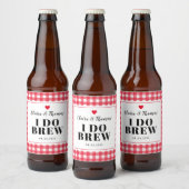 Red Gingham Ik brouwt bruiloft op maat Bier Etiket (Flessen)