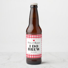Red Gingham Ik brouwt bruiloft op maat Bier Etiket
