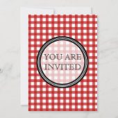Red Gingham Invitation Kaart (Achterkant)
