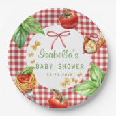 Red Gingham Italy Holi Cannoli Baby Shower Papieren Bordje (Voorkant)
