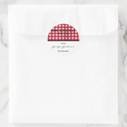 Red Gingham Jar Sticker (Tas)