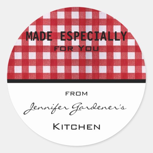 Red Gingham Jar Sticker (Voorkant)