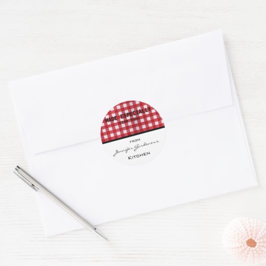 Red Gingham Jar Sticker (Envelop)