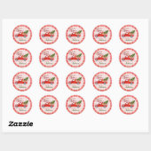Red Gingham kerstakel Envelope Seal Ronde Sticker (Vel)