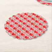RED GINGHAM KNIT geschulpte ronde papieren Onderze Kartonnen Onderzetters (Gekanteld)