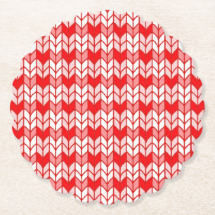 RED GINGHAM KNIT geschulpte ronde papieren Onderze Kartonnen Onderzetters