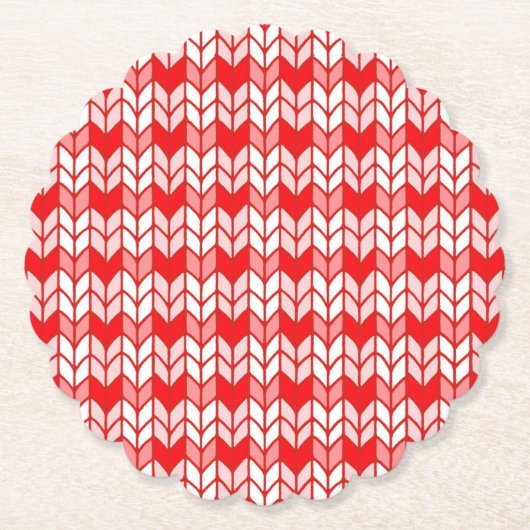 RED GINGHAM KNIT geschulpte ronde papieren Onderze Kartonnen Onderzetters (Voorkant)