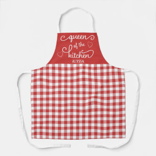 Red Gingham Koningin van de Keuken Schort