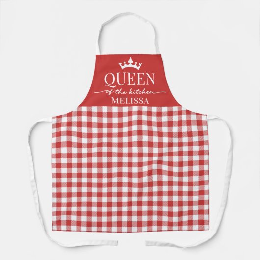 Red Gingham Koningin van de Keuken Schort (Voorkant)