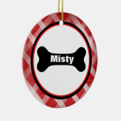 Red Gingham Large Black Dog Bone Ornament (Rechts)