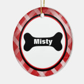 Red Gingham Large Black Dog Bone Ornament (Links)