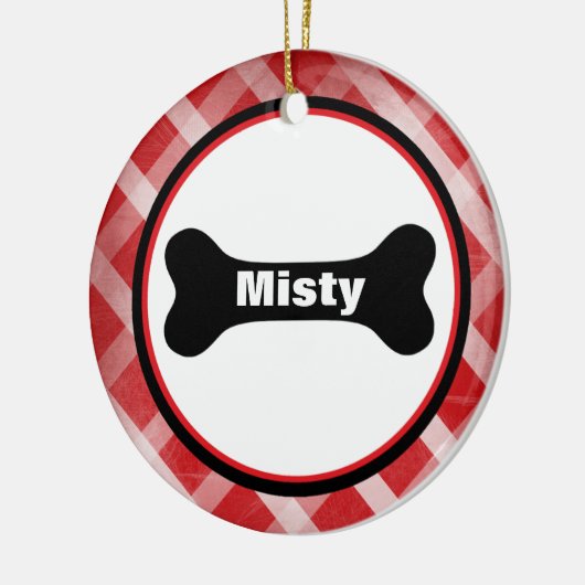 Red Gingham Large Black Dog Bone Ornament (Links)
