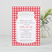 Red Gingham Mason Jar Country Picnic Zomer Uitnodi Kaart (Staand voorkant)