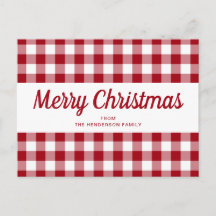 Red Gingham Merry Christmas Script