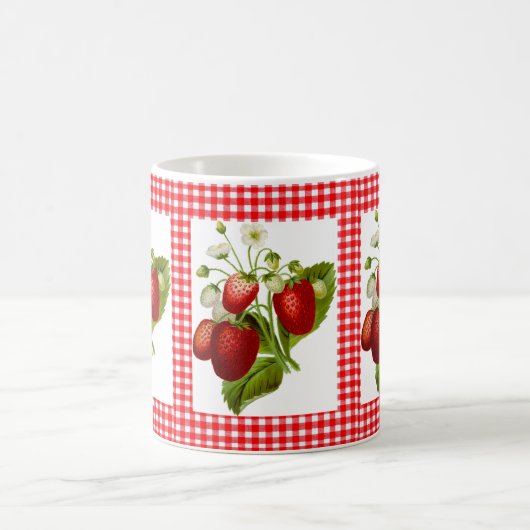 Red Gingham met Aardbeien Patroonkoffie Mok (Center)